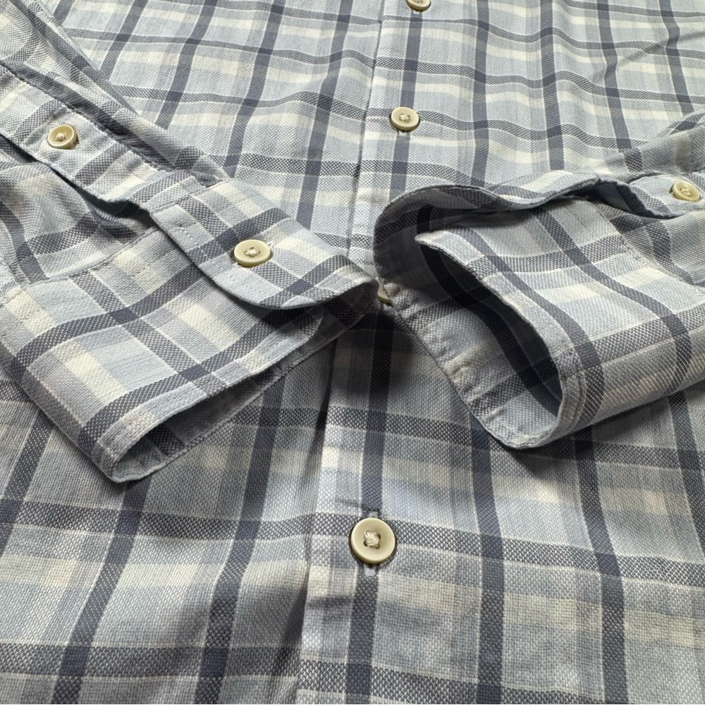 Faherty Men’s S Movement Shirt‎ Light Blue White Plaid Stretch - Picture 5 of 11